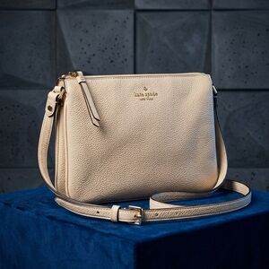 kate spade Cream Pebbled Leather Crossbody with Gold-Tone Logo